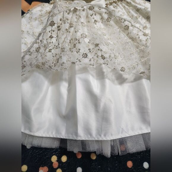 American Princess 5 White Gold Formal  Embroidered  Embellishment Girl's Dress - Picture 5 of 7